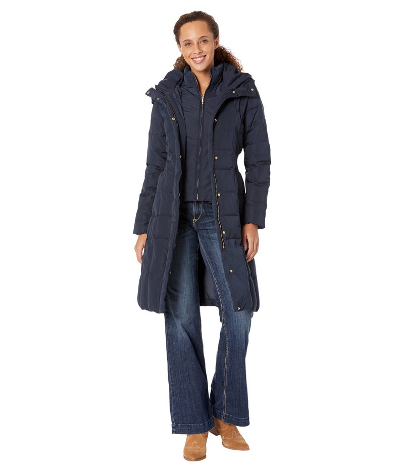 Cole Haan Women's Signature 40 In Down Coat, Navy, Small - Image 1